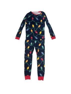Pajamagram Cozy Kids Navy Pajama Set with Colorful Holiday Lights Christmas